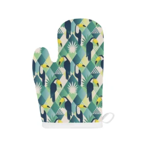 Toucan Tropical Leaves Design Pattern Heat Resistant Oven Mitts Pot Holders Set