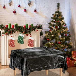 Toy Spiders And Cobweb Print Tablecloth Kitchen Home Decor