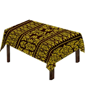 Traditional Thai Flower Pattern Print Tablecloth Kitchen Home Decor