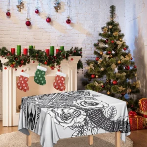 Tribal Indian Bull Skull Print Tablecloth Kitchen Home Decor