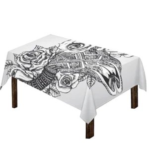 Tribal Indian Bull Skull Print Tablecloth Kitchen Home Decor