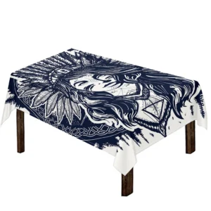 Tribal Native Indian Girl Print Tablecloth Kitchen Home Decor