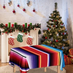 Tribal Serape Blanket Stripe Print Tablecloth Kitchen Home Decor