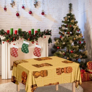 Tribal Tiki Mask Pattern Print Tablecloth Kitchen Home Decor