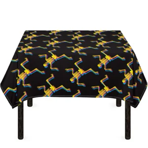 Trippy Dancing Skeleton Pattern Print Tablecloth Kitchen Home Decor