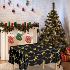 Trippy Dancing Skeleton Pattern Print Tablecloth Kitchen Home Decor