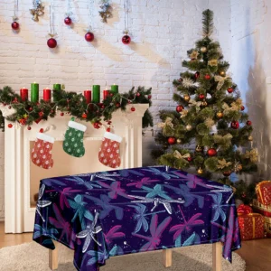 Trippy Dragonfly Pattern Print Tablecloth Kitchen Home Decor
