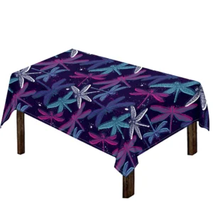 Trippy Dragonfly Pattern Print Tablecloth Kitchen Home Decor