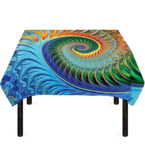 Trippy Fractal Print Tablecloth Kitchen Home Decor