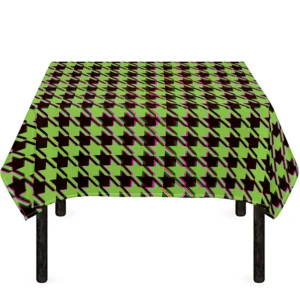 Trippy green Houndstooth Pattern Print Tablecloth Kitchen Home Decor