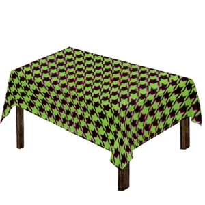 Trippy green Houndstooth Pattern Print Tablecloth Kitchen Home Decor