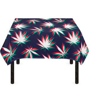 Trippy Hemp Leaves Reggae Pattern Print Tablecloth Kitchen Home Decor