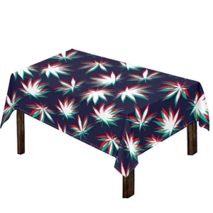 Trippy Hemp Leaves Reggae Pattern Print Tablecloth Kitchen Home Decor