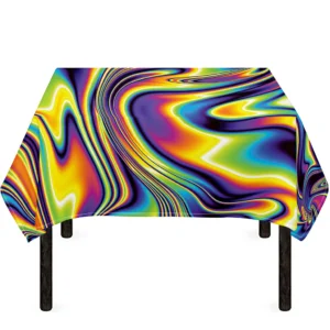 Trippy Rave Print Tablecloth Kitchen Home Decor