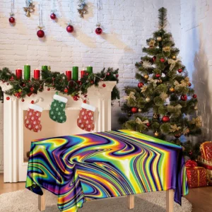 Trippy Rave Print Tablecloth Kitchen Home Decor