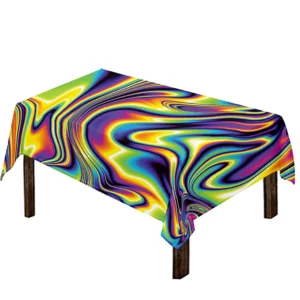 Trippy Rave Print Tablecloth Kitchen Home Decor