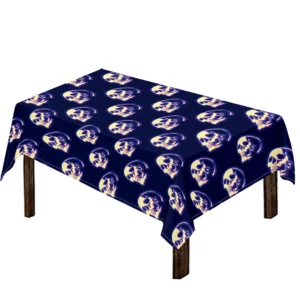 Trippy Skull Pattern Print Tablecloth Kitchen Home Decor