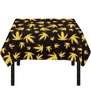Trippy Weed Leaf Pattern Print Tablecloth Kitchen Home Decor