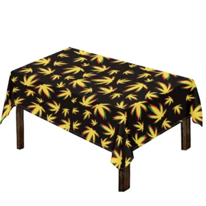 Trippy Weed Leaf Pattern Print Tablecloth Kitchen Home Decor
