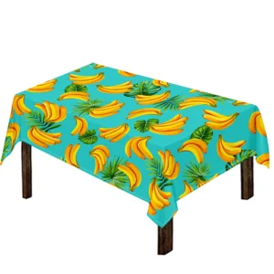 Tropical Banana Leaf Pattern Print Tablecloth Kitchen Home Decor