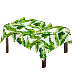 Tropical Banana Leaves Pattern Print Tablecloth Kitchen Home Decor