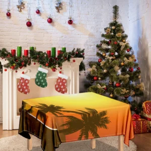 Tropical Beach Sunset Print Tablecloth Kitchen Home Decor