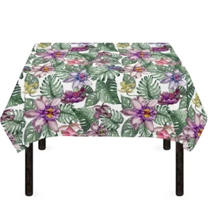 Tropical Cattleya Pattern Print Tablecloth Kitchen Home Decor