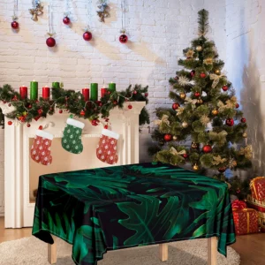 Tropical Fern Leaf Print Tablecloth Kitchen Home Decor