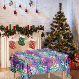 Tropical Flamingo And Hibiscus Print Tablecloth Kitchen Home Decor