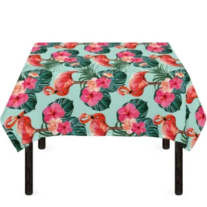 Tropical Floral Flamingo Pattern Print Tablecloth Kitchen Home Decor