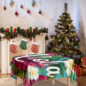 Tropical Flower Aloha Print Tablecloth Kitchen Home Decor