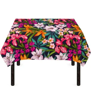 Tropical Flowers Pattern Print Tablecloth Kitchen Home Decor