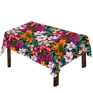 Tropical Flowers Pattern Print Tablecloth Kitchen Home Decor