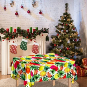 Tropical Fruit Leaf Pattern Print Tablecloth Kitchen Home Decor
