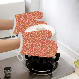 Tropical Grapefruit Pattern Heat Resistant Oven Mitts Pot Holders Set