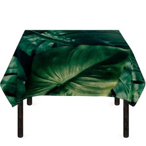 Tropical Green Leaves Print Tablecloth Kitchen Home Decor