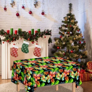 Tropical Hawaii Flowers Pattern Print Tablecloth Kitchen Home Decor