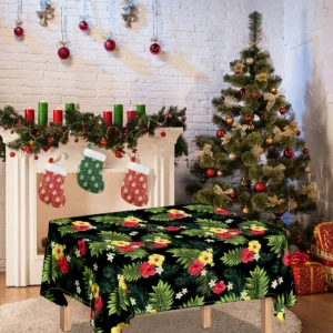 Tropical Hibiscus Aloha Pattern Print Tablecloth Kitchen Home Decor