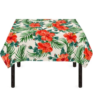 Tropical Hibiscus Blossom Pattern Print Tablecloth Kitchen Home Decor