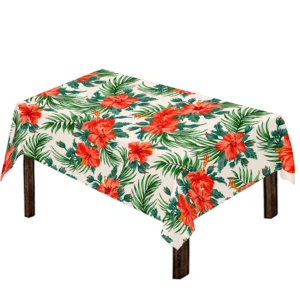 Tropical Hibiscus Blossom Pattern Print Tablecloth Kitchen Home Decor