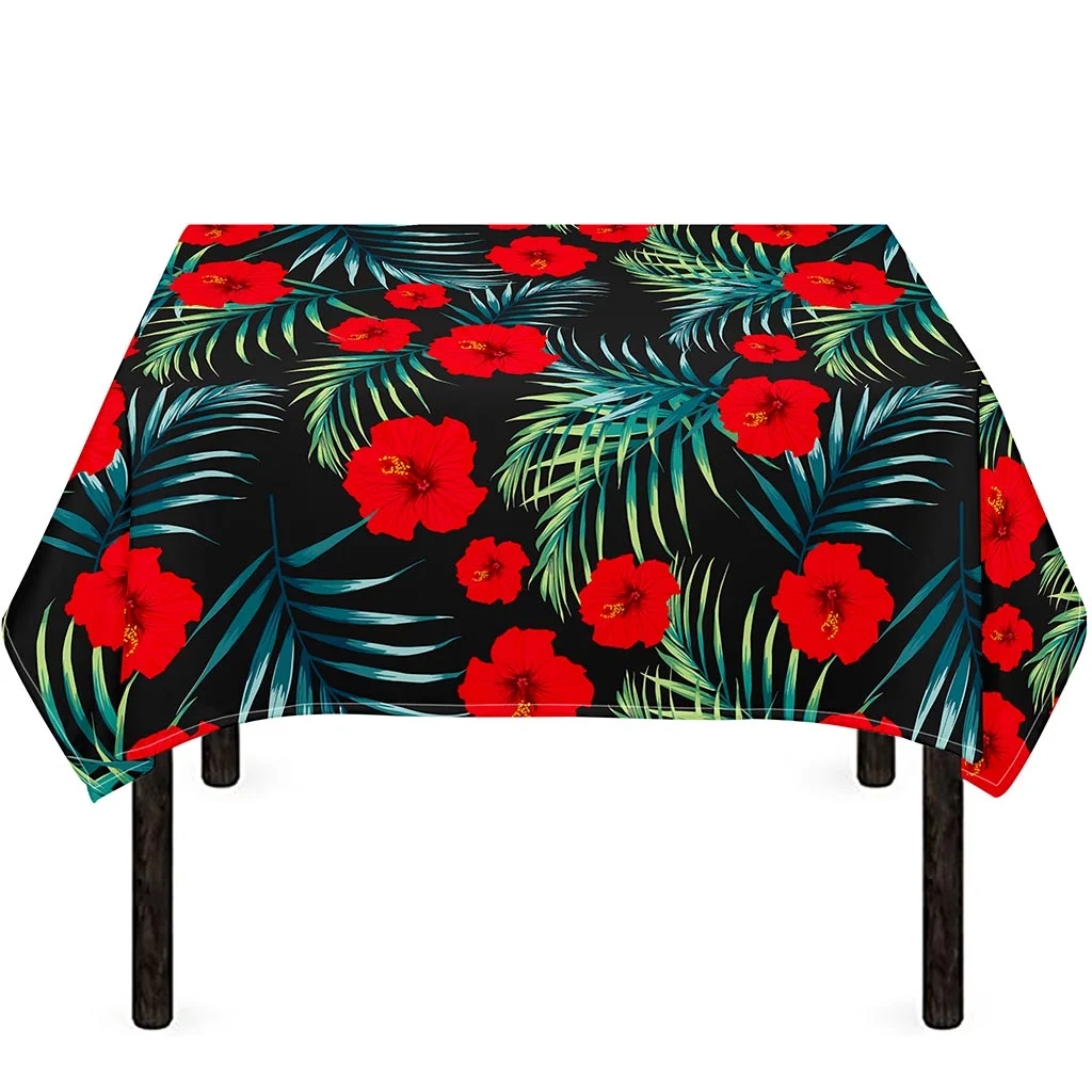 Tropical Hibiscus Leaves Pattern Print Tablecloth Kitchen Home Decor Tropical Hibiscus Leaves Pattern Print Tablecloth Kitchen Home Decor