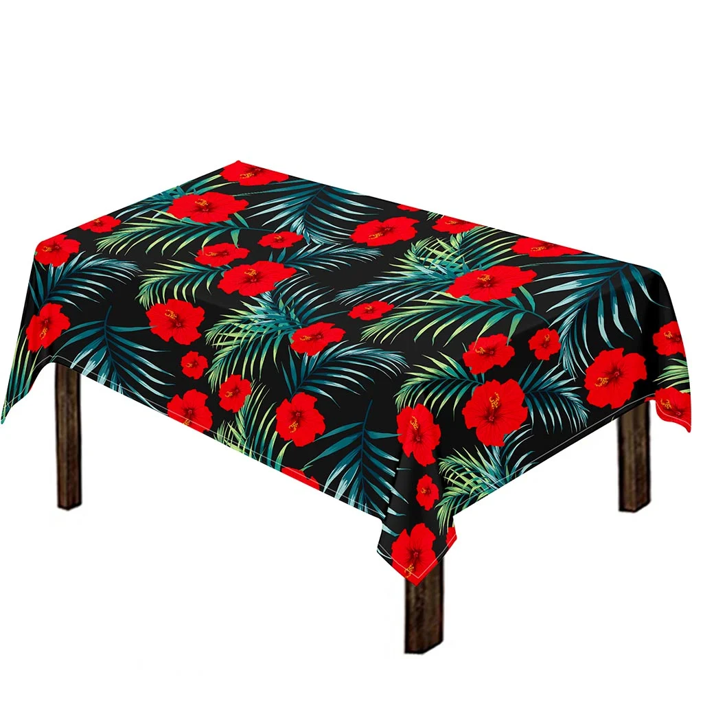 Tropical Hibiscus Leaves Pattern Print Tablecloth Kitchen Home Decor Tropical Hibiscus Leaves Pattern Print Tablecloth Kitchen Home Decor