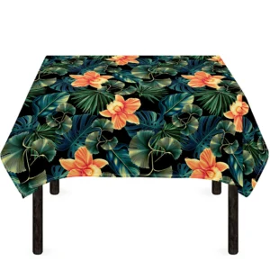 Tropical Leaf And Hawaiian Flower Print Tablecloth Kitchen Home Decor