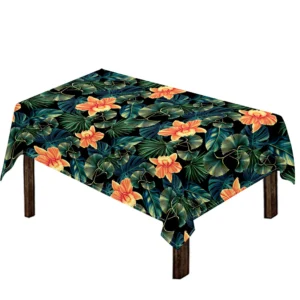 Tropical Leaf And Hawaiian Flower Print Tablecloth Kitchen Home Decor