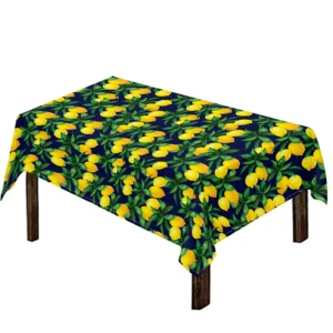 Tropical Lemon Pattern Print Tablecloth Kitchen Home Decor