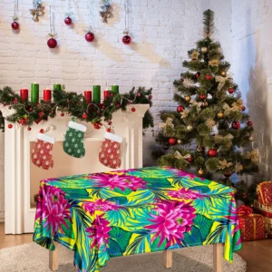Tropical Lotus Pattern Print Tablecloth Kitchen Home Decor