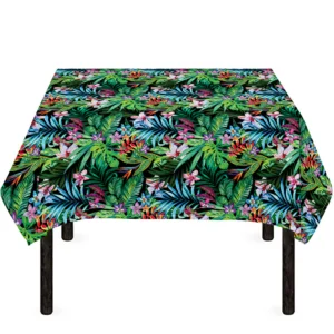 Tropical Palm And Hibiscus Print Tablecloth Kitchen Home Decor