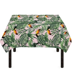 Tropical Palm Leaf And Toucan Print Tablecloth Kitchen Home Decor