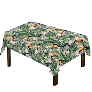 Tropical Palm Leaf And Toucan Print Tablecloth Kitchen Home Decor