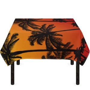 Tropical Palm Tree Sunset Print Tablecloth Kitchen Home Decor